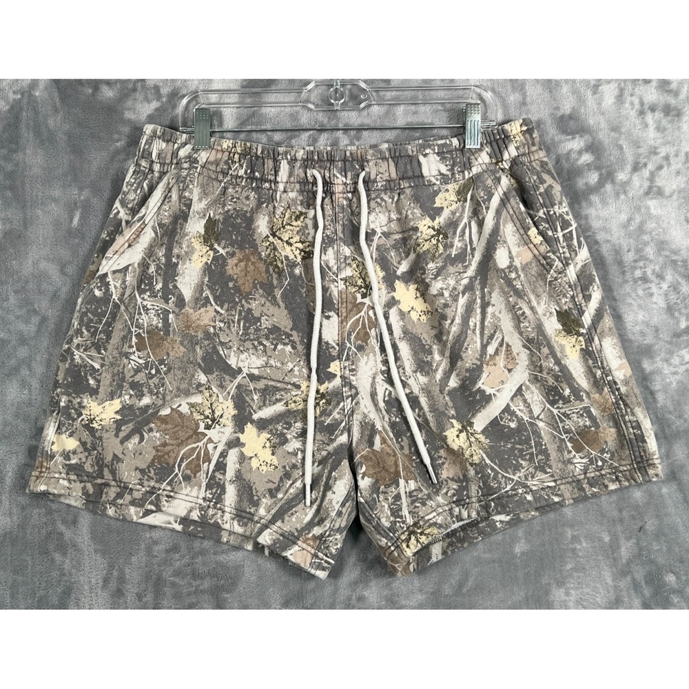 Abercrombie & Fitch Camo Sweat Shorts Mens XL Green Drawstring Tree Woodland